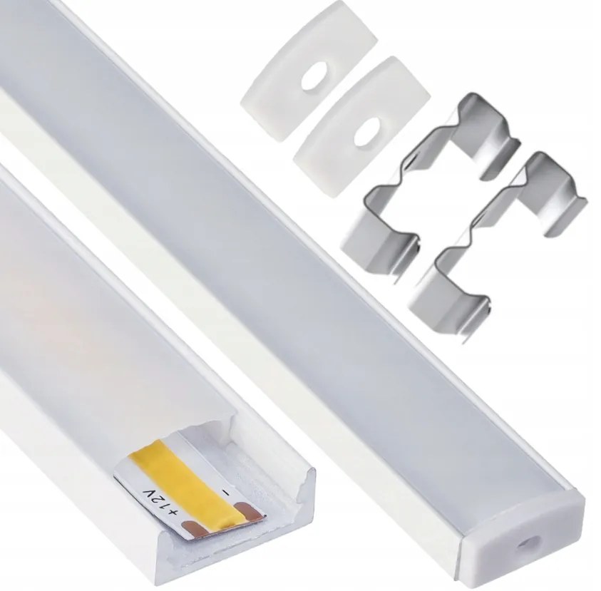 BERGE LED hliníkový profil 1m biely prisadený - sada