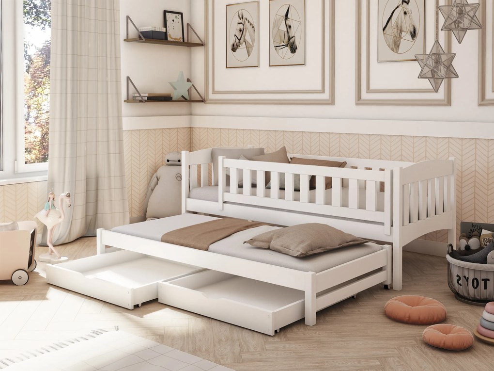 Detská posteľ 90 x 200 cm Amalia (s roštom a úl. priestorom) (biela). Akcia -10%. Vlastná spoľahlivá doprava až k Vám domov. 1013109