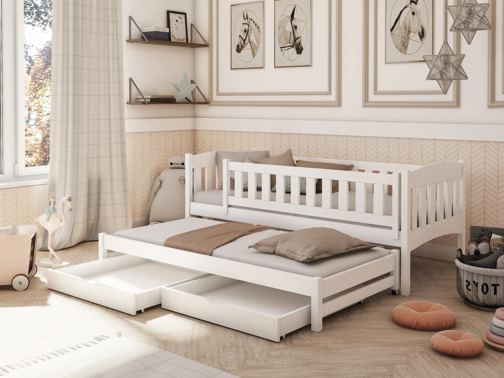 Detská posteľ 90 x 200 cm Amalia (s roštom a úl. priestorom) (biela). Vlastná spoľahlivá doprava až k Vám domov. 1013109