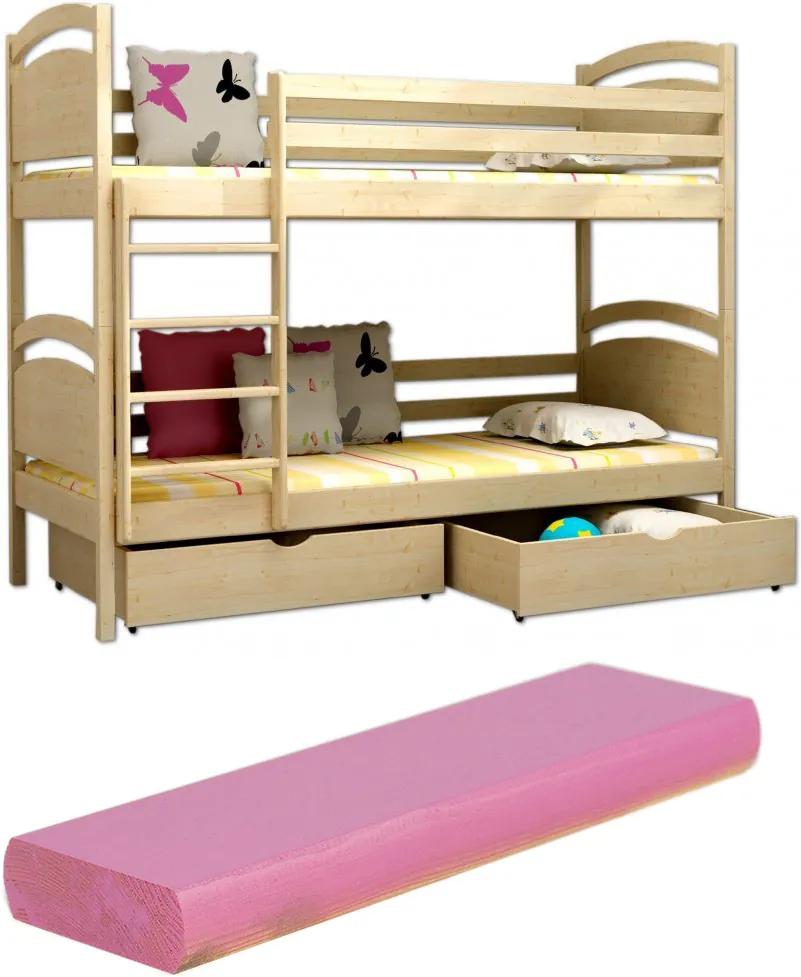 FA Poschodová posteľ Paula 6 200x90 Farba: Ružová (+44 Eur), Variant bariéra: Bez bariéry, Variant rošt: S roštami
