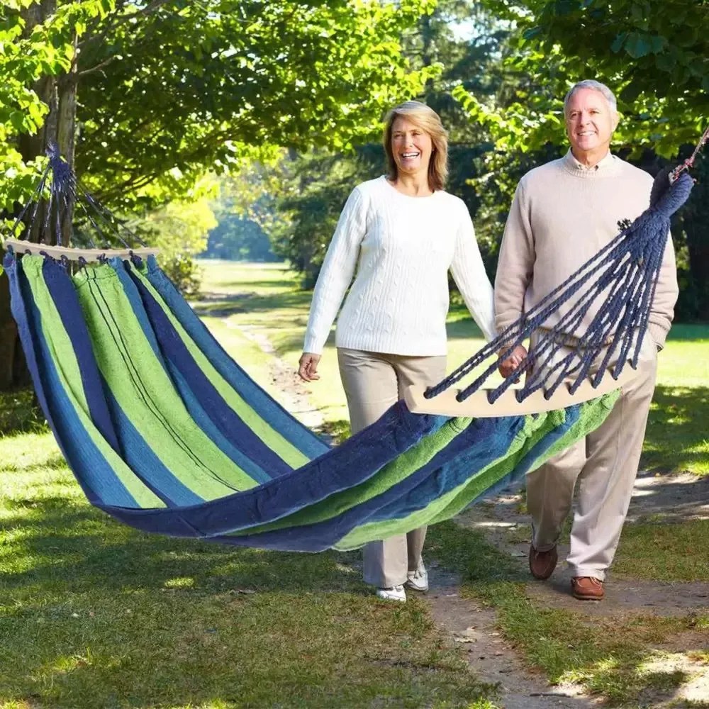Modro-zelená hojdacia sieť s vankúšom HAMAK pre 2 osoby 260x150 cm