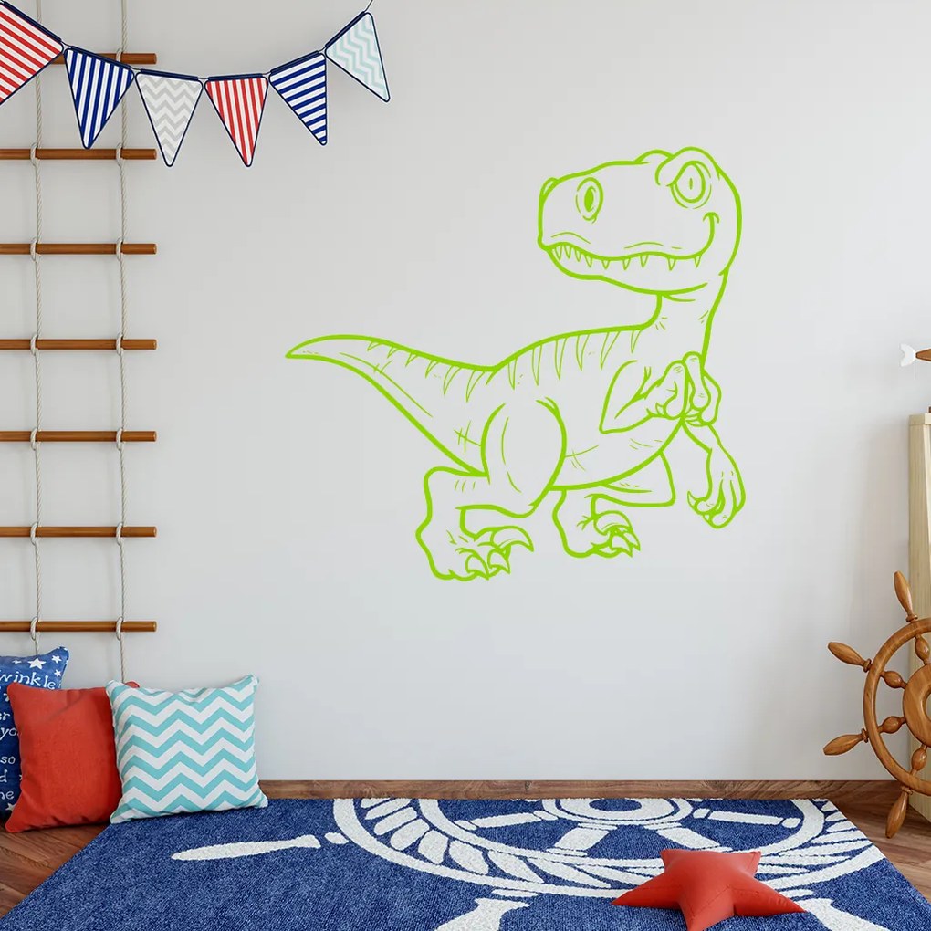 Veselá Stena Samolepka Dinosaurus Farba: červená, Veľkosť: 60 x 56 cm