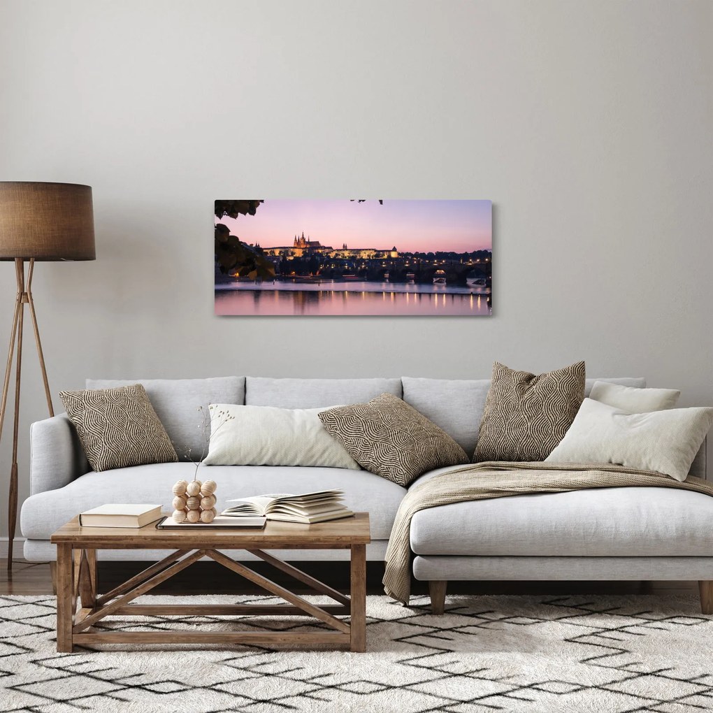 Obraz Pražského hradu a Vltavy (120x50 cm)