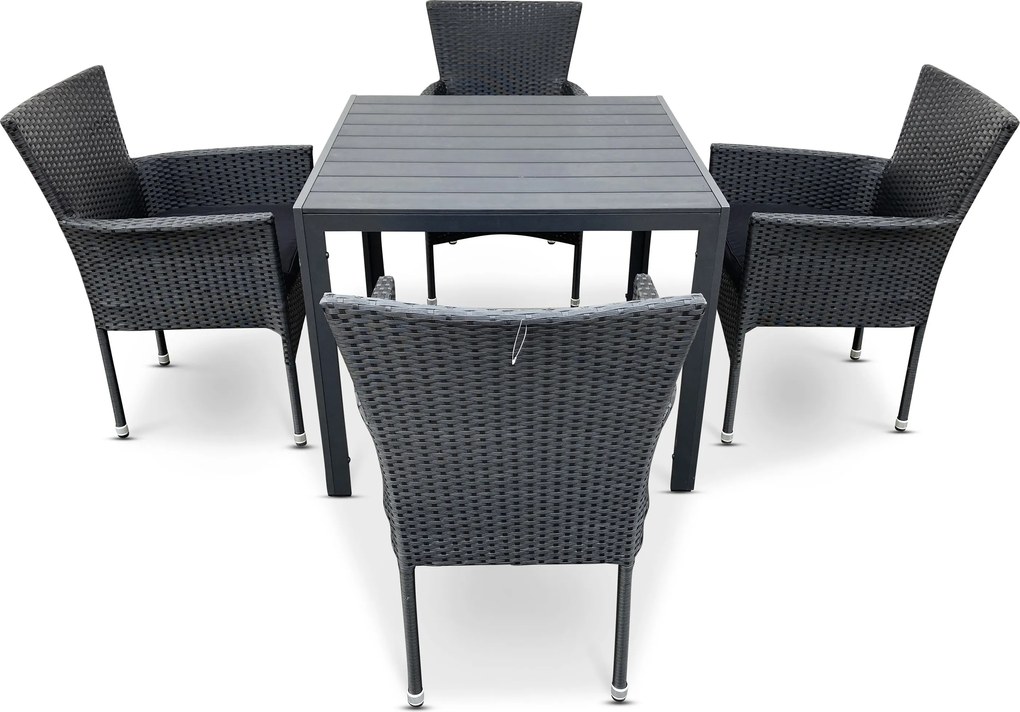 Noela Záhradný jedálenský set Viking M + 4x ratanové kreslo Bali