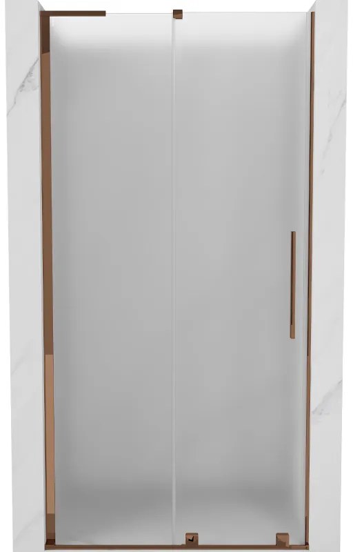 Mexen Velar L, posuvné sprchové dvere do otvoru 110 cm, 8mm sklo námraza, ružové zlato, 871-110-003-31-60