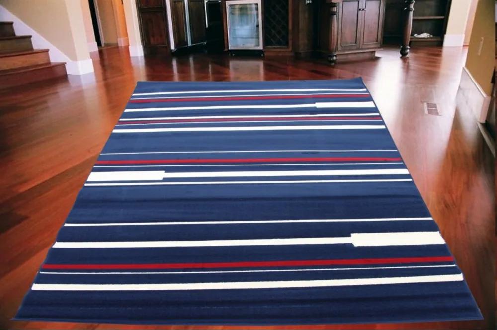 Kusový koberec PP Pruhy modrý, Velikosti 240x330cm | BIANO