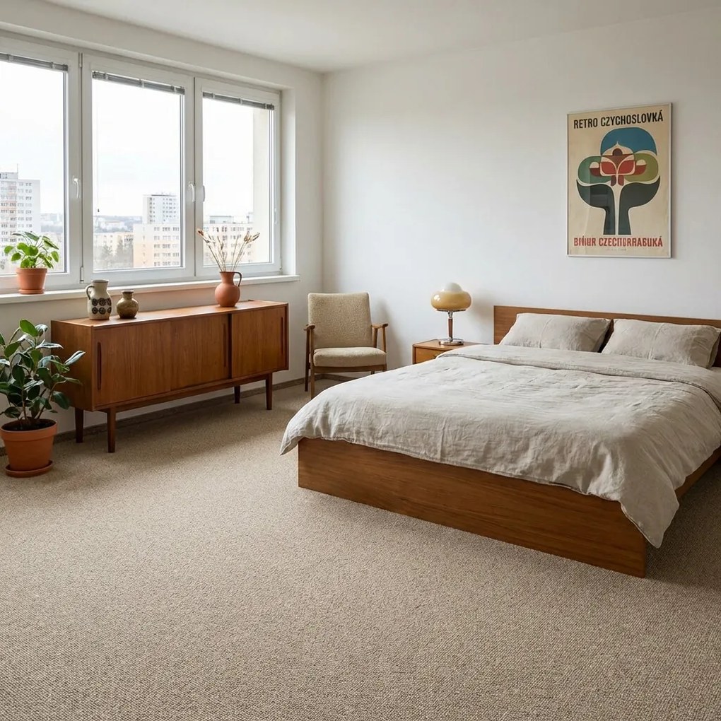 Betap, Koberec metráž Rambo - Bet 70, na mieru, šíře 3m,4m,5m, béžová, ab (mriežka), kuchyňa