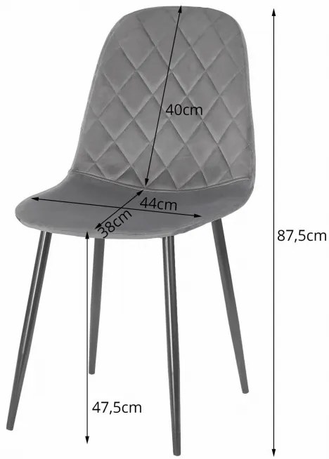 Set troch jedálenských stoličiek ASTI zamat tmavozelené (čierne nohy) (3ks)