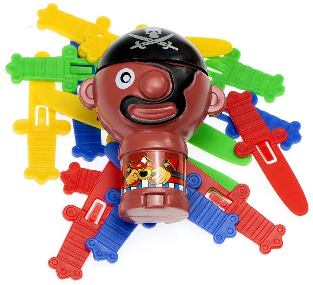 KIK Arkádová hra Mad Pirate barrel Stab the pirate 9 x 9 x 12,5 cm