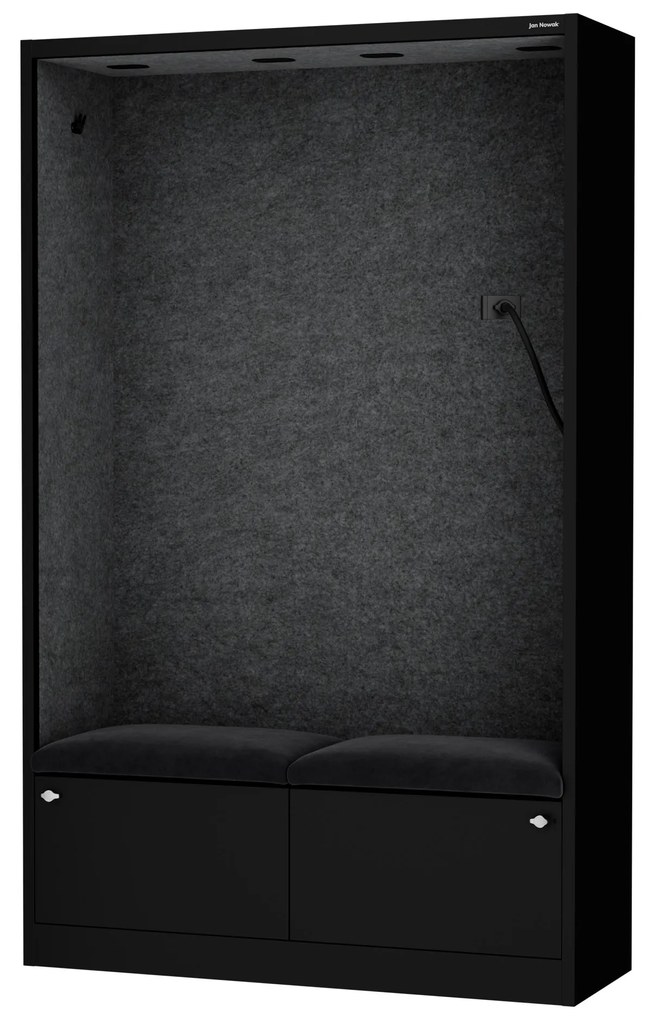 Akustická kabína SALLY MentalBox 1150 mm – čierny korpus, tmavosivé sedadlo