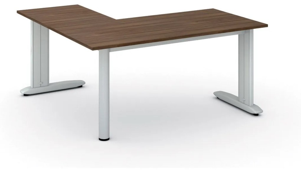 Rohový kancelársky písací stôl PRIMO FLEXIBLE 1600 x 1600 mm, orech