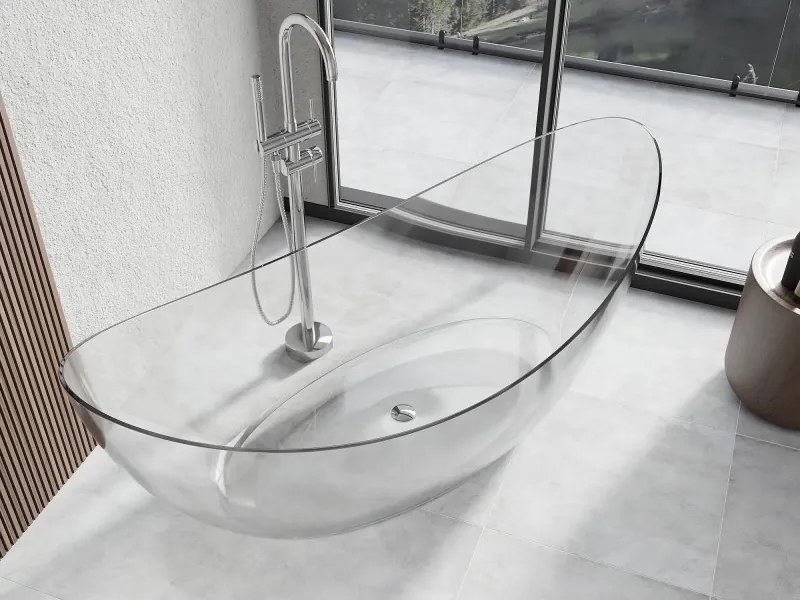 Mexen Vea, voľne stojaca vaňa transparentná 180×80 cm, transparentná, sifón chróm, 58091808008