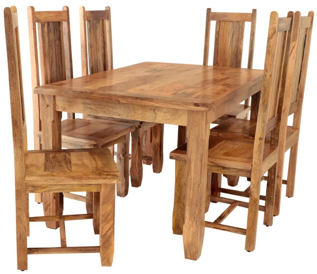 furniture-nabytek.cz - Jídelní set 6+1 pro 6 osob s masivního dřeva mango