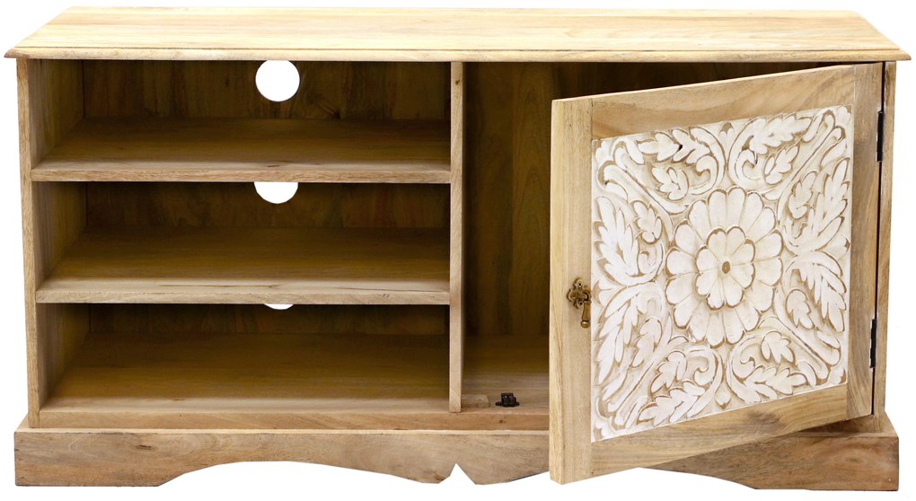 furniture-nabytek.cz - Rustikální tv stolek z dřeva mango 120x60x45