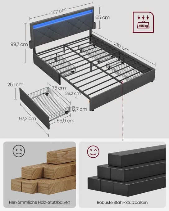 Manželská postel s LED osvetlením RMB828G02