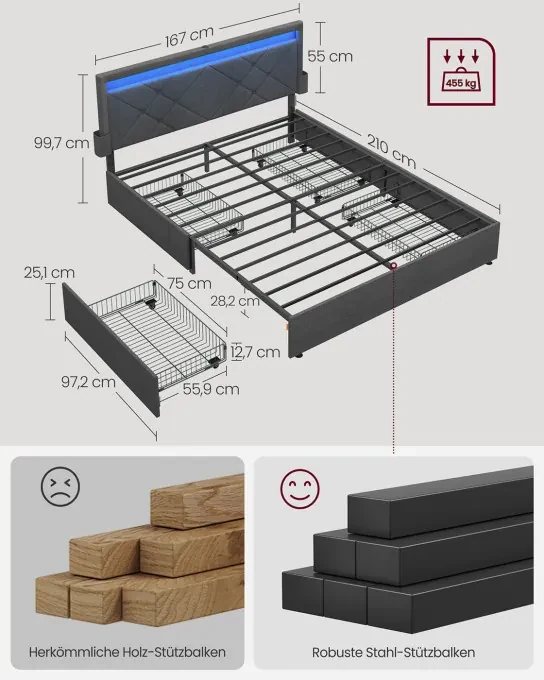 Manželská postel s LED osvetlením RMB828G02
