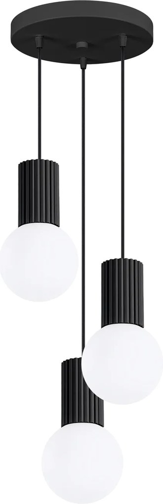 Závesné svietidlo Halo, 3x biele sklenené tienidlo, b, o