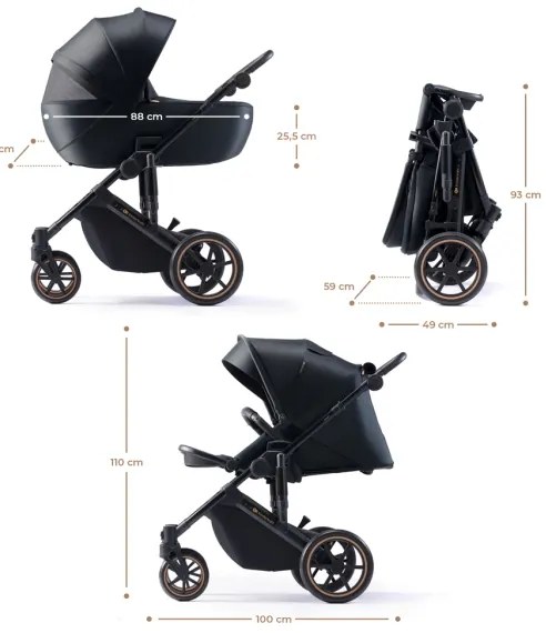 KINDERKRAFT SELECT PRIME 2 Premium 3v1 kombinovaný kočík Venezian black