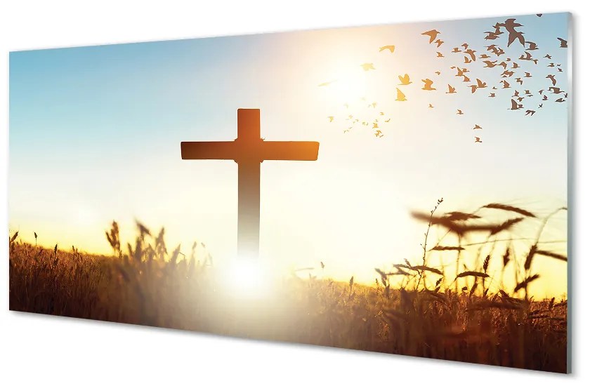 Nástenný panel  Kríž pole Slnka 125x50 cm