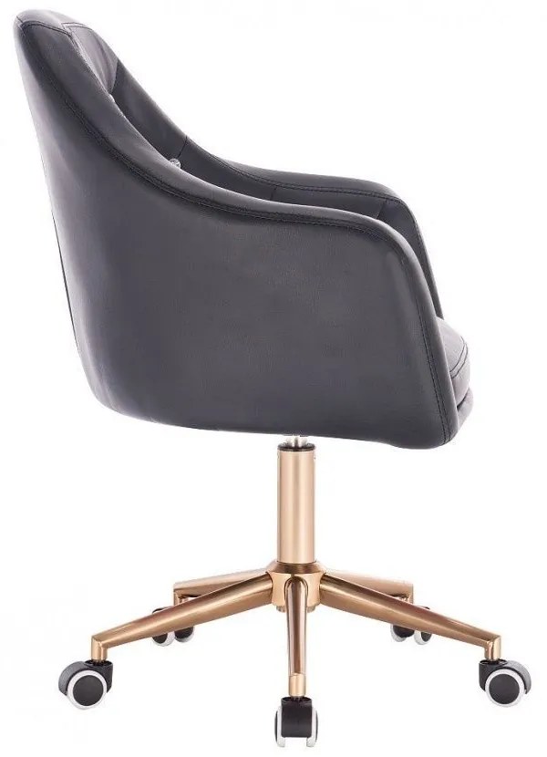 LuxuryForm DESIGN Kreslo ROMA na zlatej podstave s kolieskami - čierne