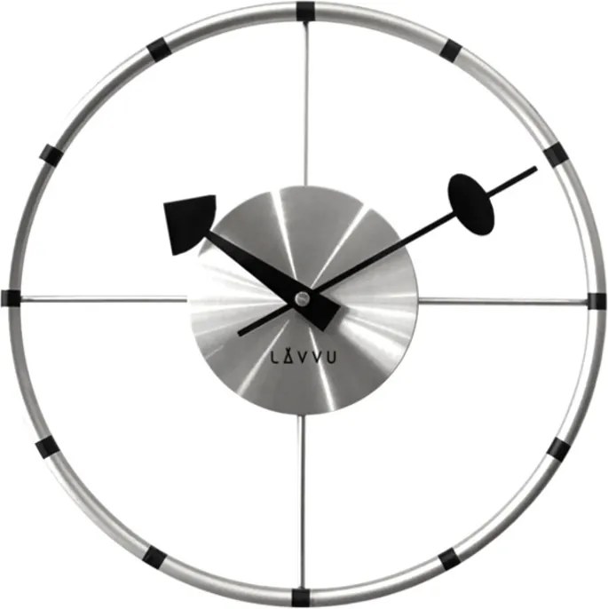 Nástenné hodiny Lavvu Compass strieborná, pr. 31 cm