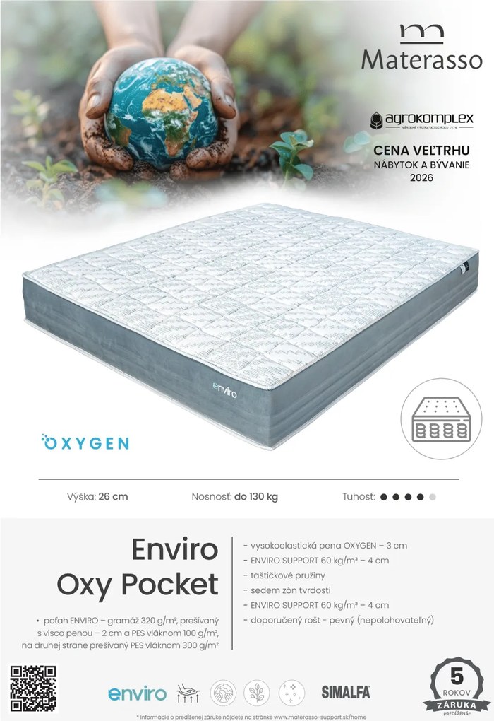 Taštičkový matrac Enviro Oxy Pocket Rozmer: 160 x 200 cm