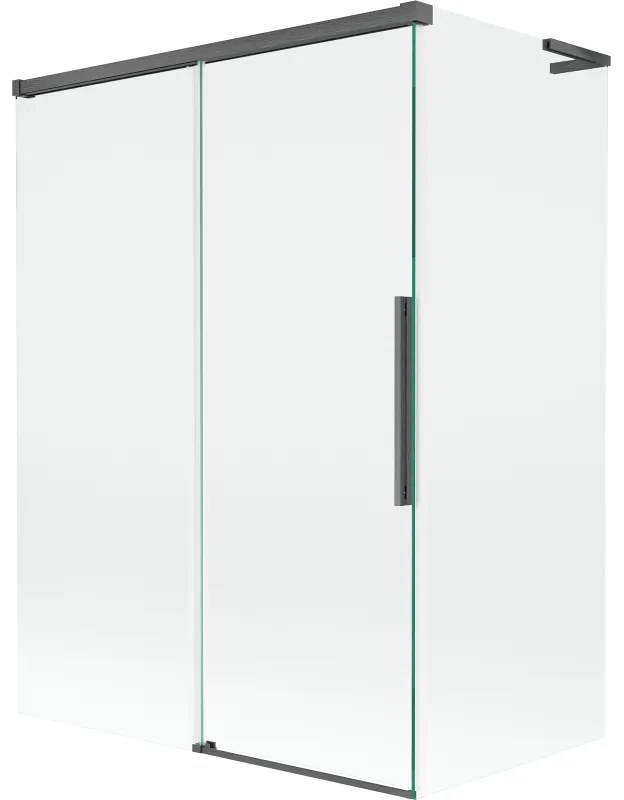Mexen Rox, L posuvná 2-krídlová vaňová zástena 120 + 70 x 150 cm, 8mm číre sklo, brúsený grafit profil, 8C9L-120-070-66-00