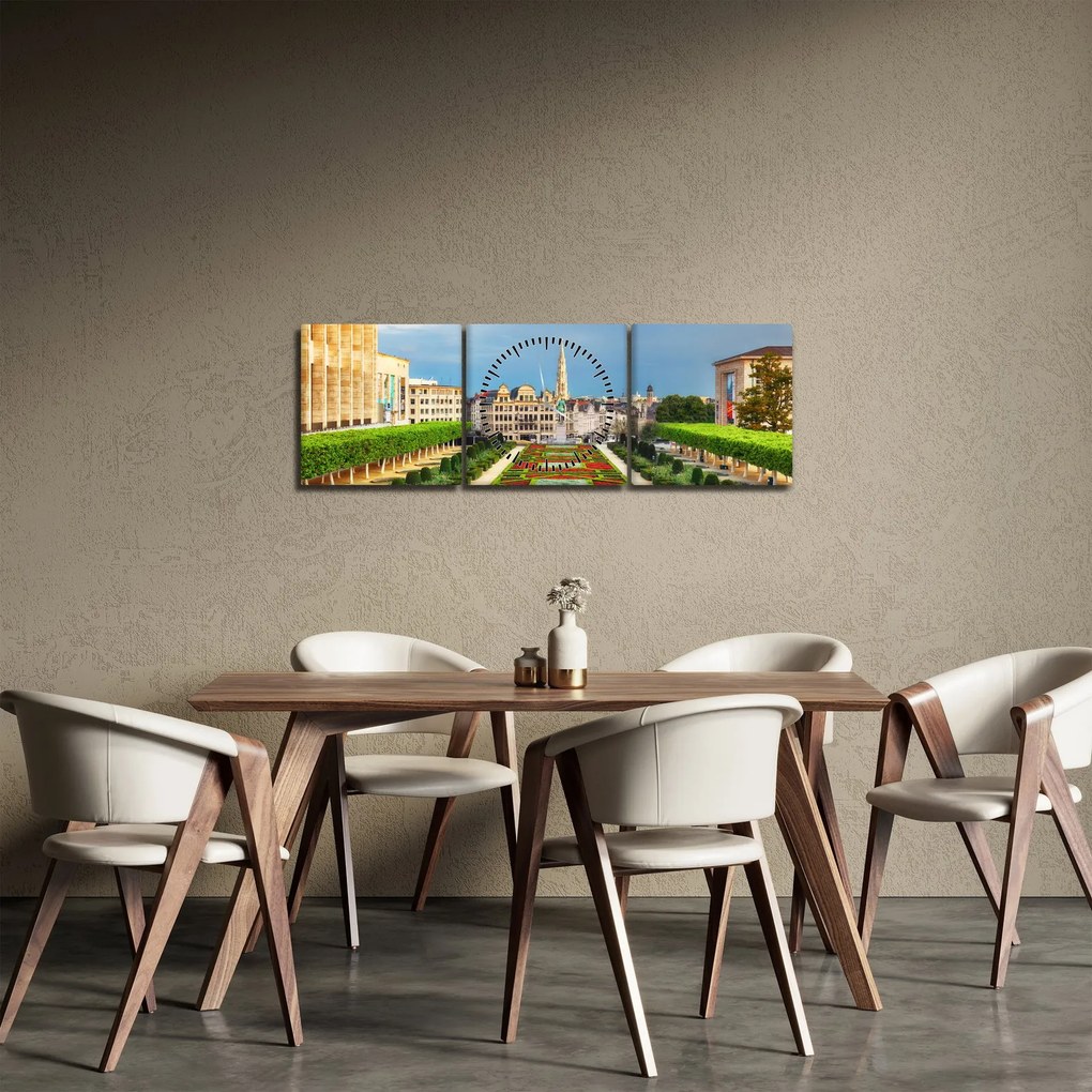 Obraz - Brusel (s hodinami) (90x30 cm)