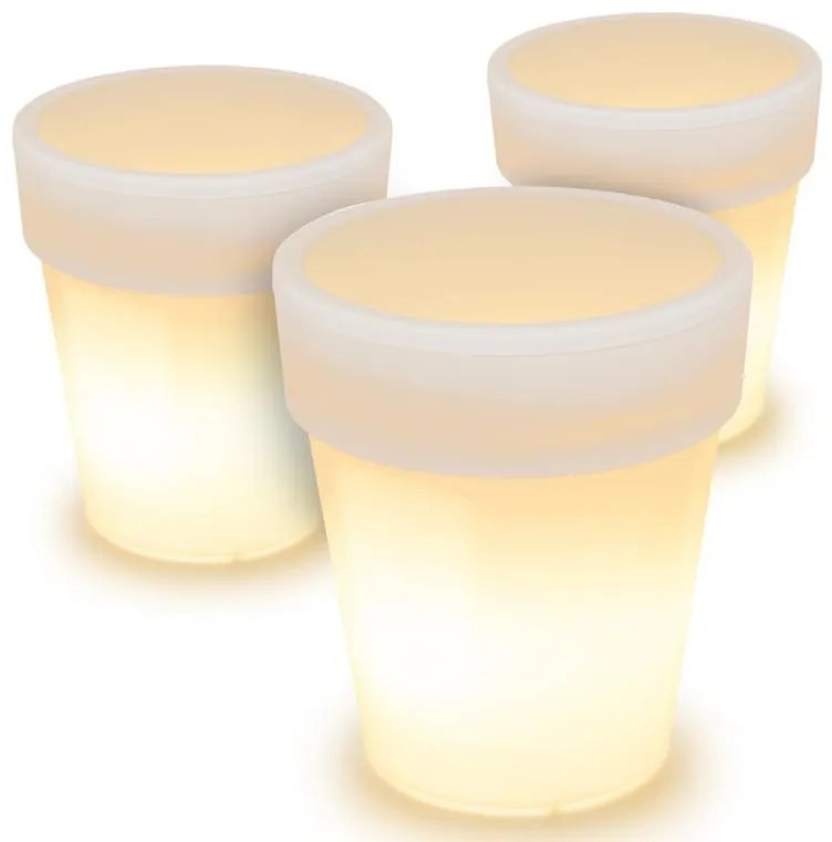 Garthen 71904 Sada 3 ks solárnych kvetináčov - 3 LED, teplá biela