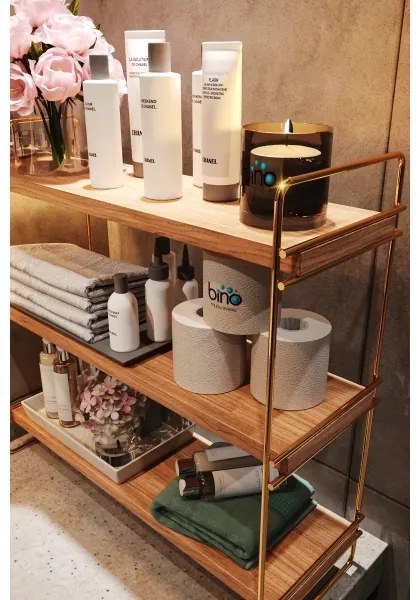 Policový organizér 45x40 cm zlatá/hnedá