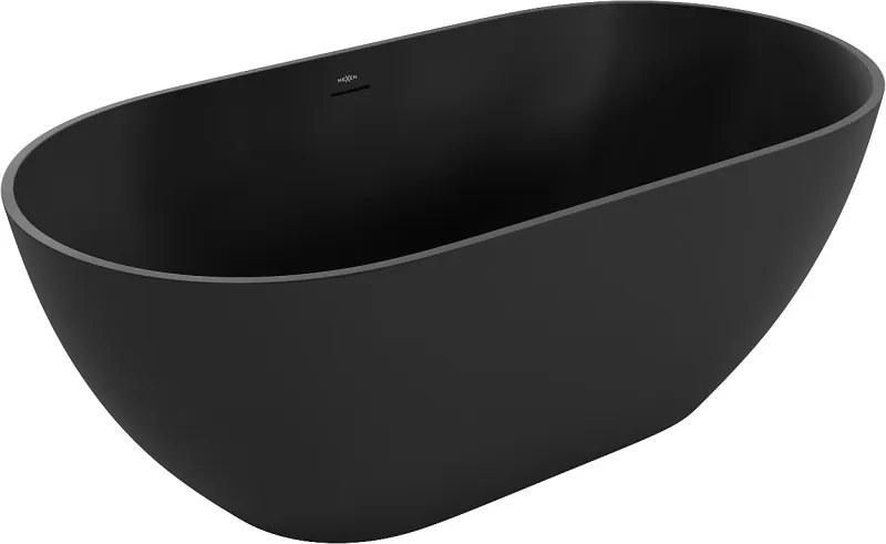 Mexen Rimini Samostatne stojaca vaňa z konglomerátu 150 x 75 cm, čierna matná - 57241507570