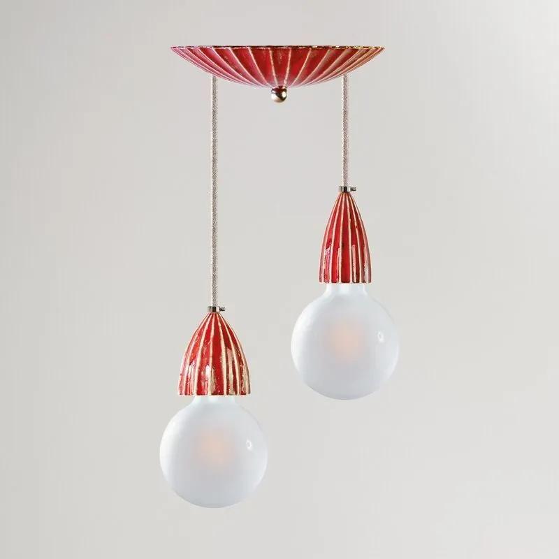 Dizajnová červená keramická lampa citrus duo 70cm