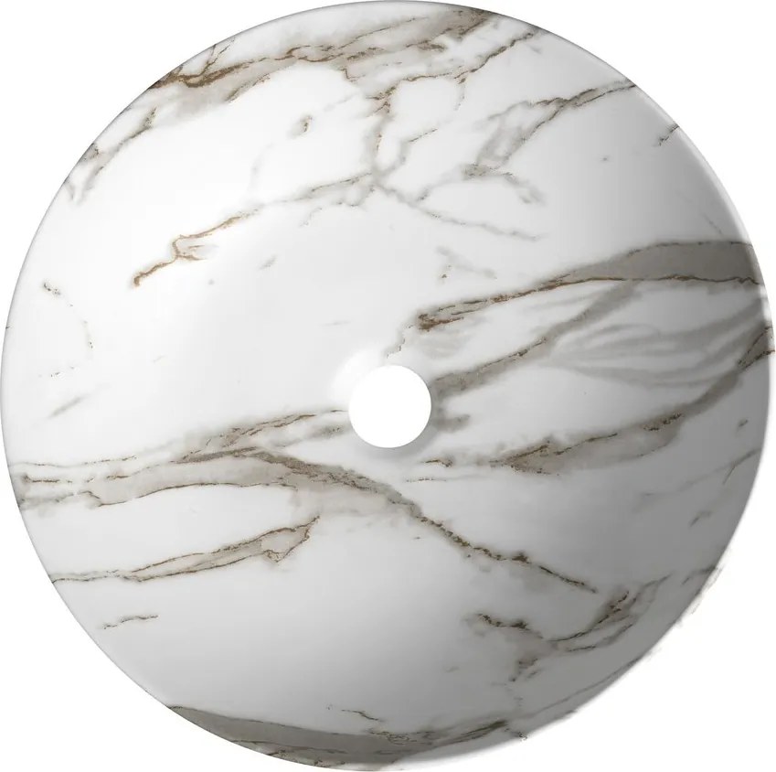Sapho Sapho, RONDEA keramické umývadlo na dosku priemer 41cm, bianco carrara, AR445BC