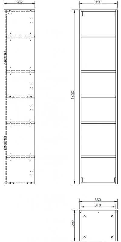 Mexen Box-A, vysoká kúpeľňová skrinka 35x44,2x160 cm, biela matná, 91AX1-1600-300-1-01