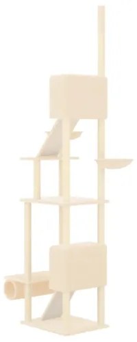 vidaXL Strom pre mačky od podlahy po strop krémový 277-303 cm-