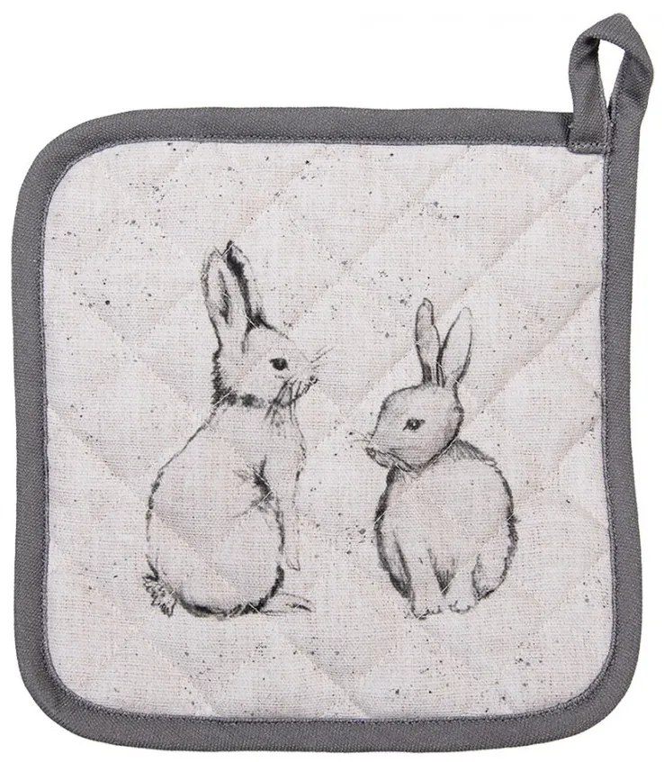 Béžová bavlnená chňapka - podložka s králikom Bunny Buddies - 20*20 cm