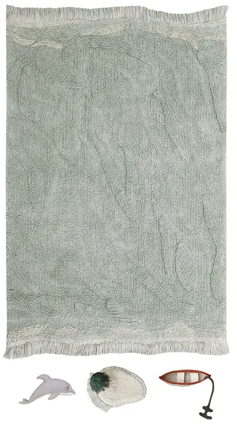 Bavlnený detský hrací koberec v mentolovej farbe 90x130 cm Waves – Lorena Canals