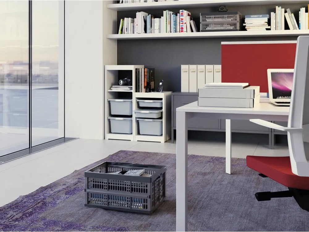 Sivý plastový úložný box 47,5x34,5x23,5 cm Folding Crate – KIS