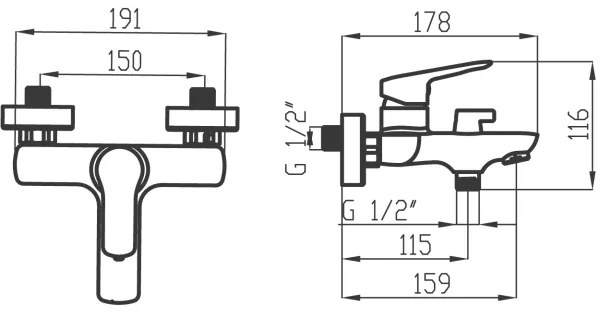 Novaservis - Vaňová batéria METALIA lesklý chróm