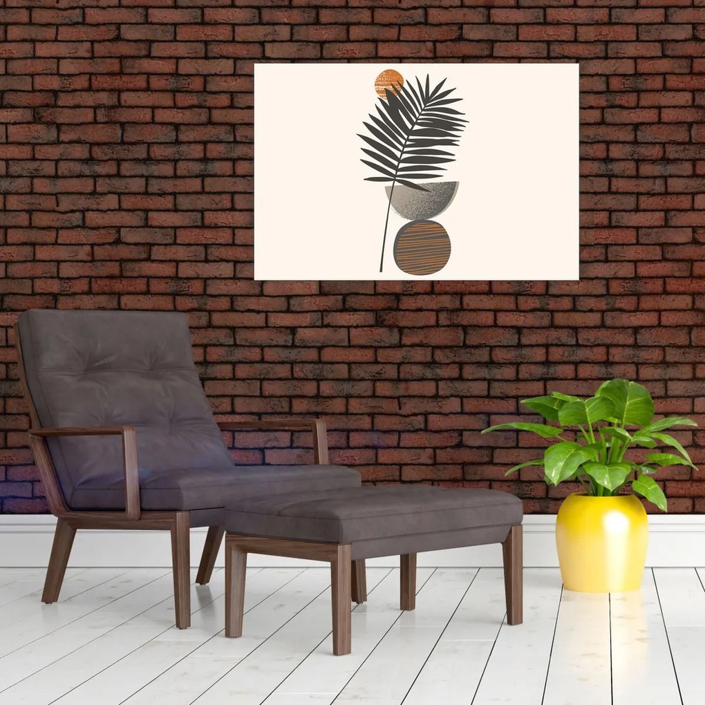 Obraz - Abstrakcia s palmovým listom (90x60 cm)