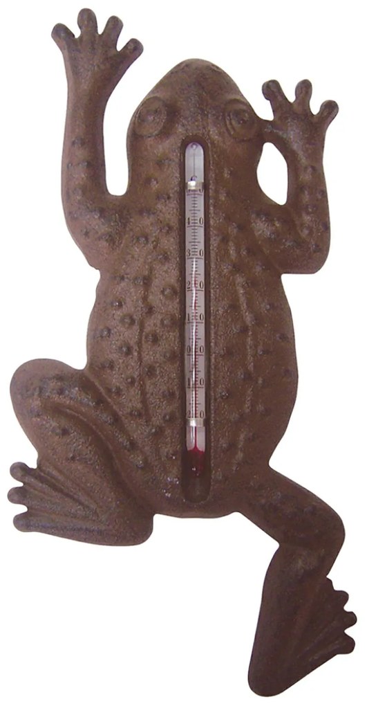 Nástenný teplomer Frog, 23,5x12 cm, liatina, hnedá