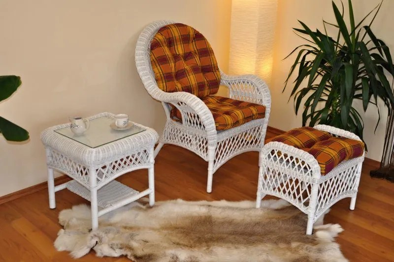 Ratanová sedacia súprava Florida pohoda Biela + polostre - 6 farieb