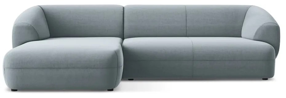 Svetlomodrá zamatová rohová pohovka (ľavý roh) Moana – Makamii