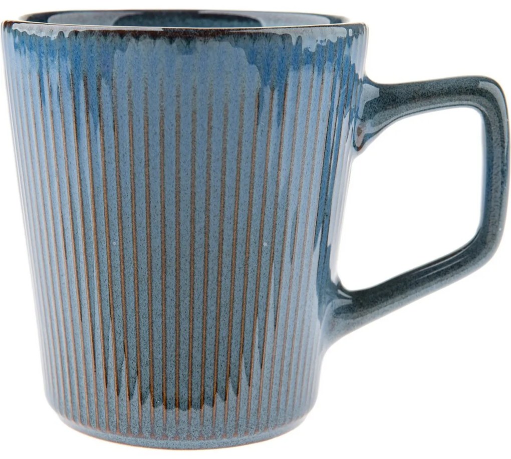 Súprava 6 keramických hrnčekov Rustik 410 ml, modrá