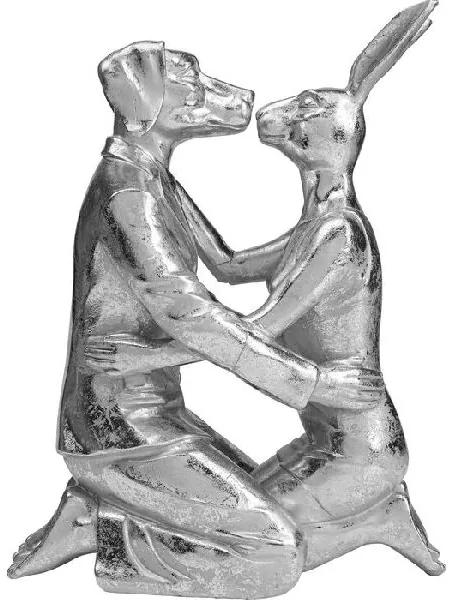 Kissing Rabbit and Dog dekorácia strieborná