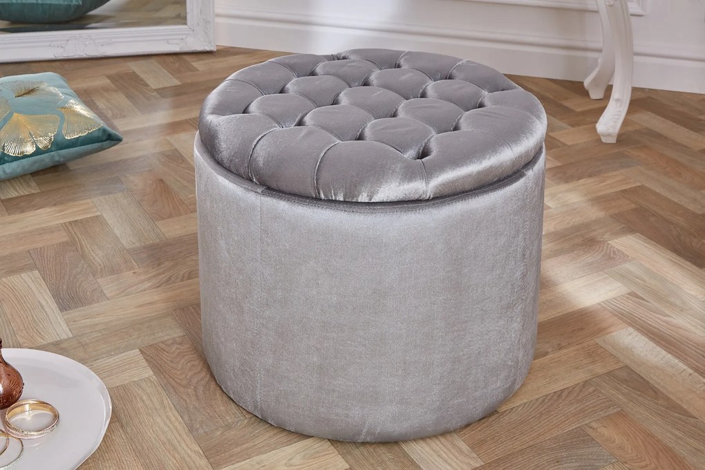 Bighome - Taburetka BARROCK 50 cm - strieborná