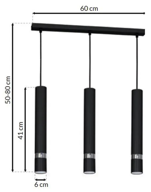Závesné svietidlo Joker, 3x čierne kovové tienidlo, b/ch