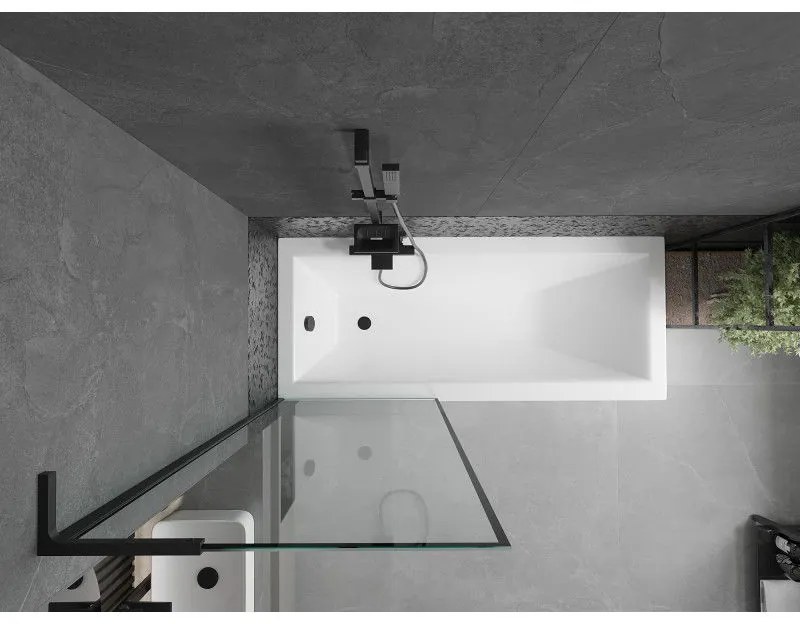 Mexen Next L, 1-krídlová vaňová zástena 70 x 150 cm, 6mm číre sklo-čierny vzor, čierny profil, 895-070-000-03-70-70