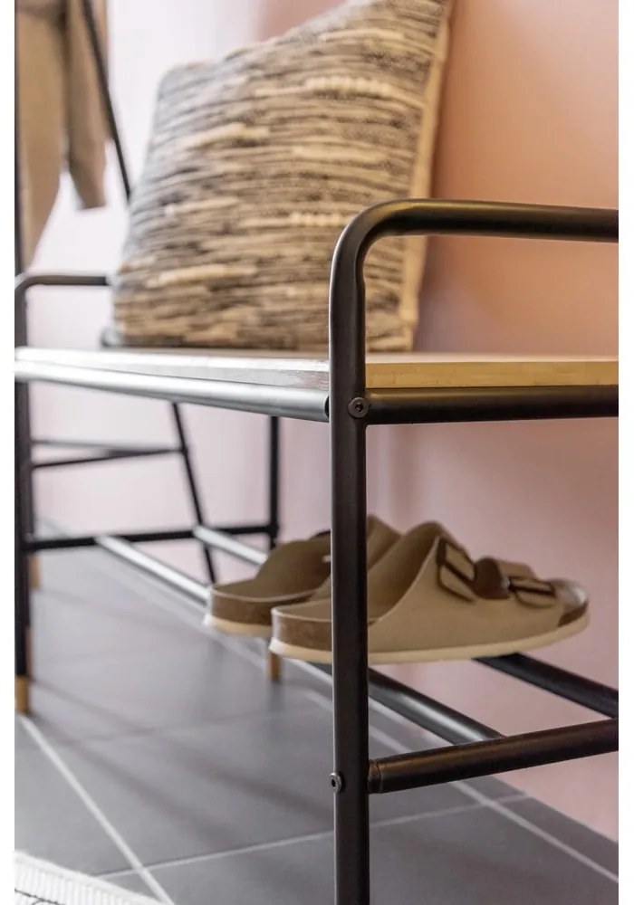 Čierna/prírodná kovová polička s lavicou Loft - Wenko