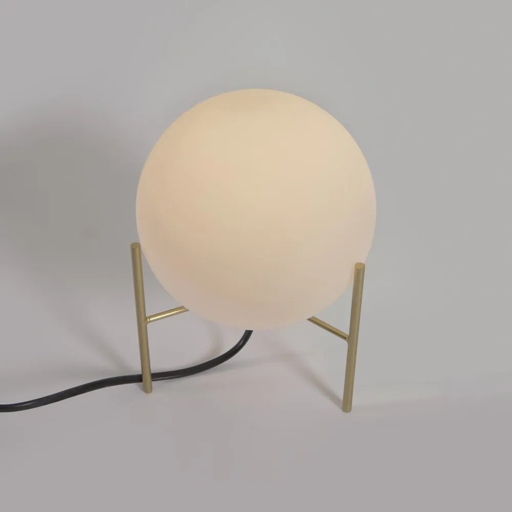 Stolová lampa so skleneným tienidlom v bielo-zlatej farbe (výška 22 cm) Seina - Kave Home